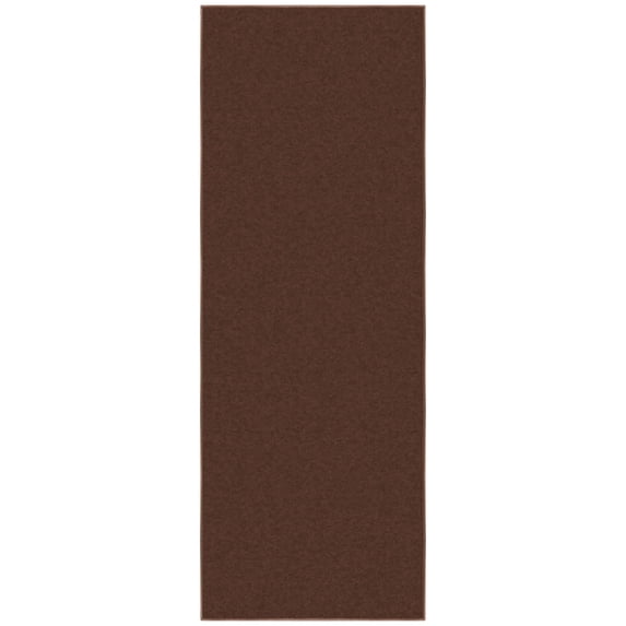 Ottomanson Solid Kitchen Runner Rug 1'10" x 6' - Non Slip Low Pile Carpet, Brown