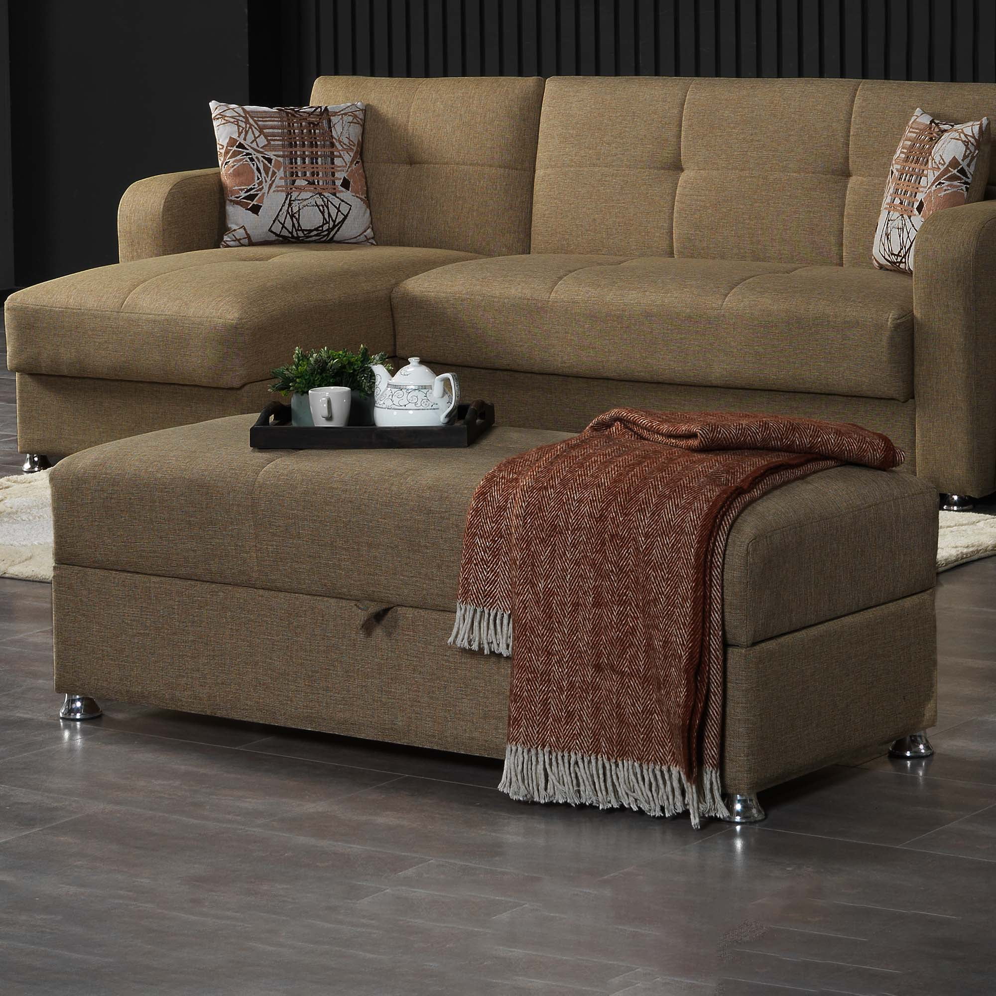 Ottomanson Symphony Upholstered Storage Ottoman, Brown