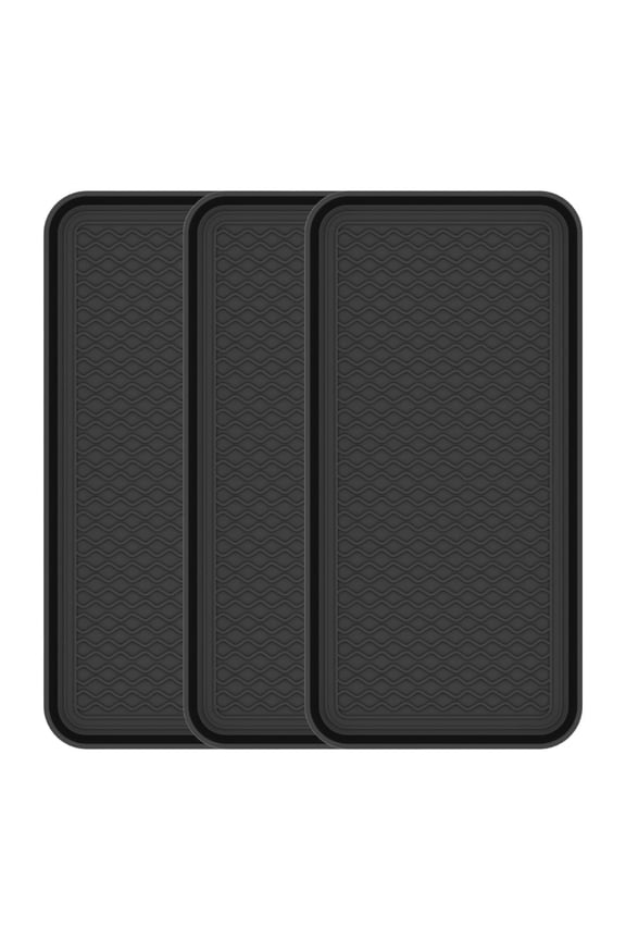 3 Pack Multi-Purpose Boot Tray 15" x 30" Waterproof Shoe Mat Traps Mud & Dirt, Ideal for Entryway, Mudroom, Pets, Plants – Black