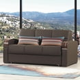 thumbnail image 1 of Ottomanson Trance Sleeper Loveseat, Brown Leatherette Fabric, 1 of 9