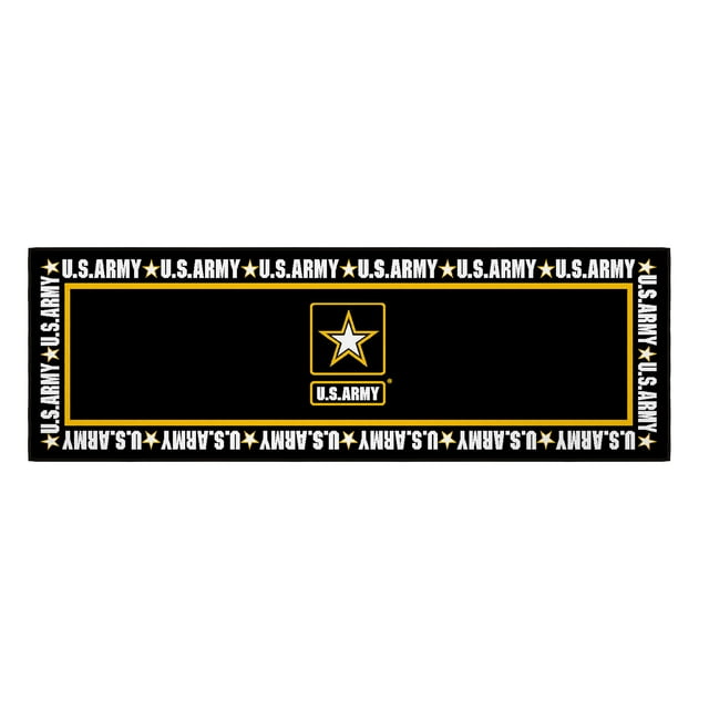 Ottomanson US ARMY Border Machine Washable Non-Slip Rubberback 2x5 Runner Rug, 20"x 59", Black/Yellow/White