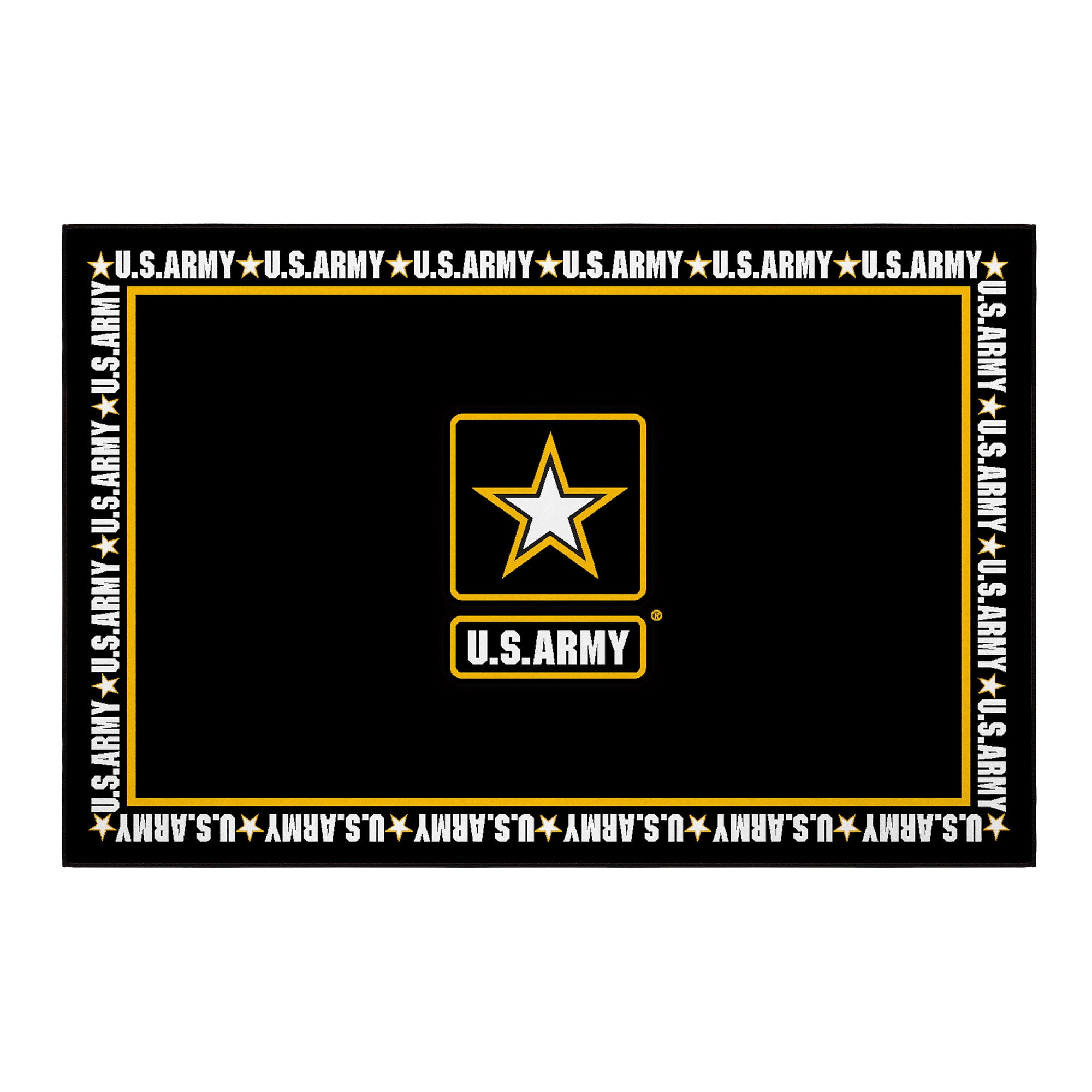 Ottomanson US ARMY Border Non-Slip Rubberback 3x5 Machine Washable Area ...
