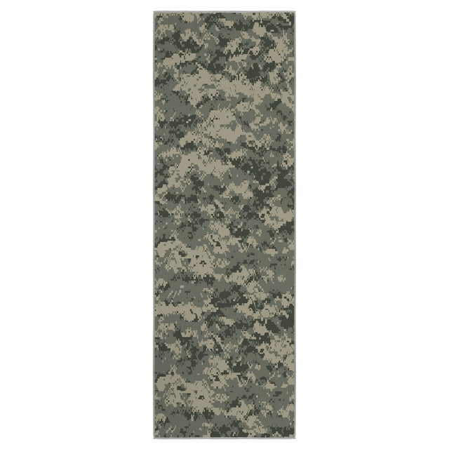 Ottomanson US ARMY Camouflage Machine Washable Non-Slip Rubberback 2x5 ...
