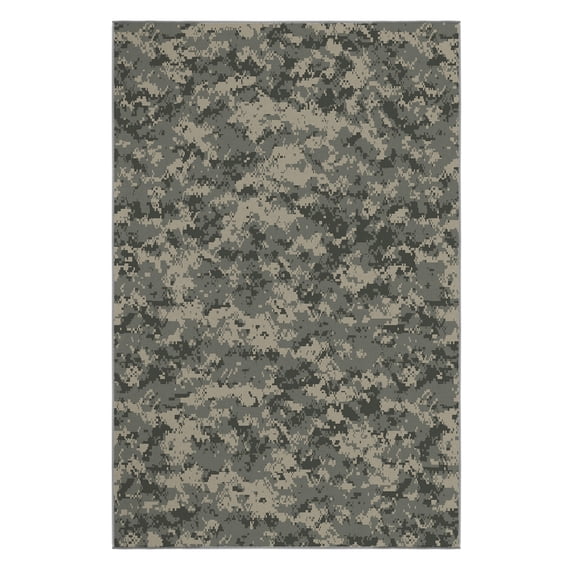 Ottomanson US ARMY Camouflage Non-Slip Rubberback 3x5 Machine Washable Area Rug, 3'3" x 5', Green