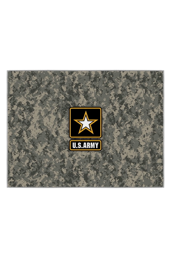 US ARMY Logo Camouflage Machine Washable Non-Slip Rubberback 2x3 Area Rug, 2'3" x 3', Multi