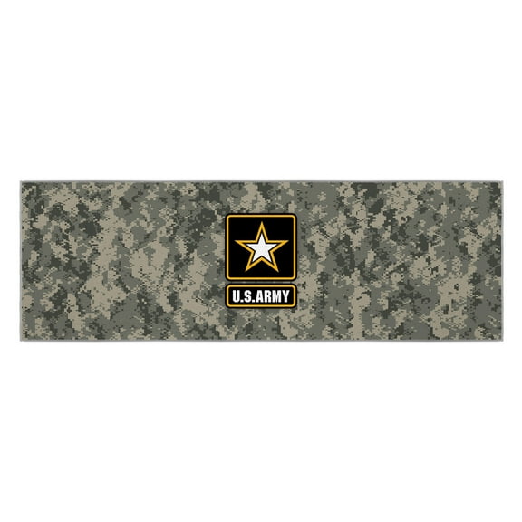Ottomanson US ARMY Logo Camouflage Machine Washable Non-Slip Rubberback 2x5 Runner Rug, 20"x 59", Multi