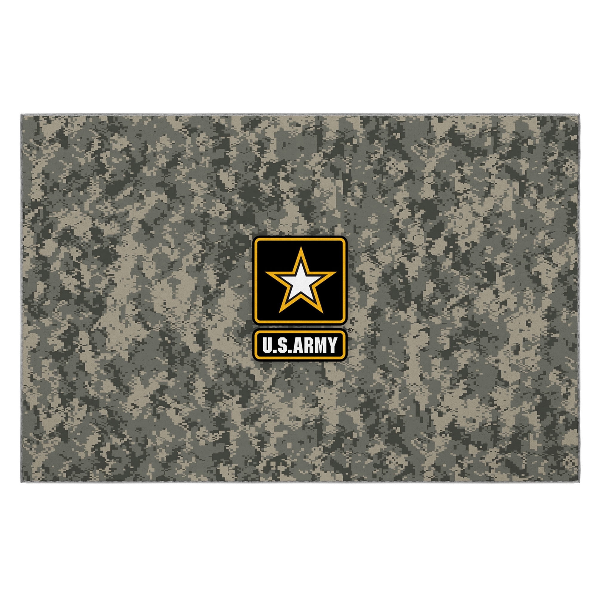 Ottomanson US ARMY Logo Camouflage Non-Slip Rubberback 3x5 Machine Washable Area Rug, 3'3" x 5', Multi