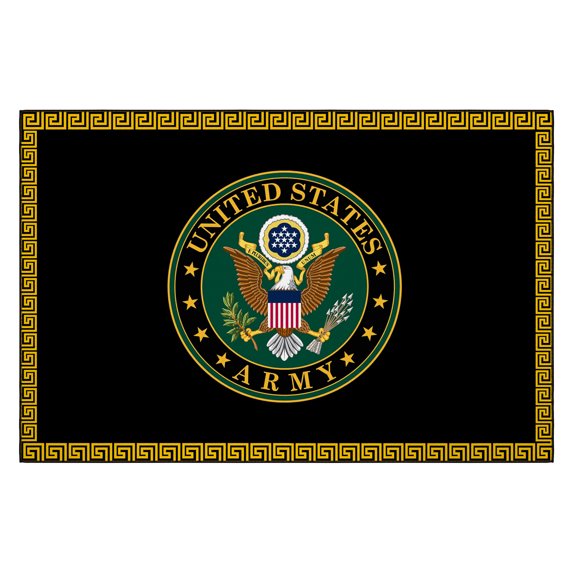Ottomanson US ARMY Logo Non-Slip Rubberback 3x5 Machine Washable Area Rug, 3'3" x 5', Black/Yellow