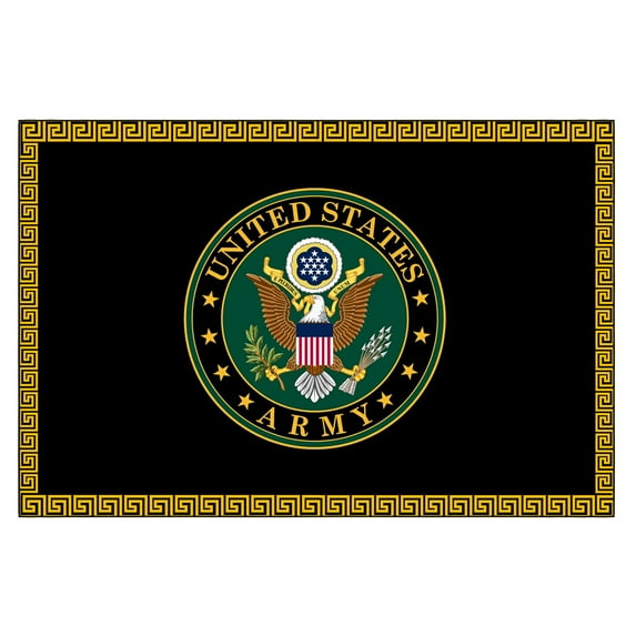 Ottomanson US ARMY Logo Non-Slip Rubberback 5x7 Machine Washable Area Rug, 5' x 6'6", Black/Yellow