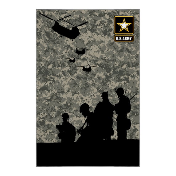 Ottomanson US ARMY Soldier Camouflage Non-Slip Rubberback 3x5 Machine Washable Area Rug, 3'3" x 5', Camo