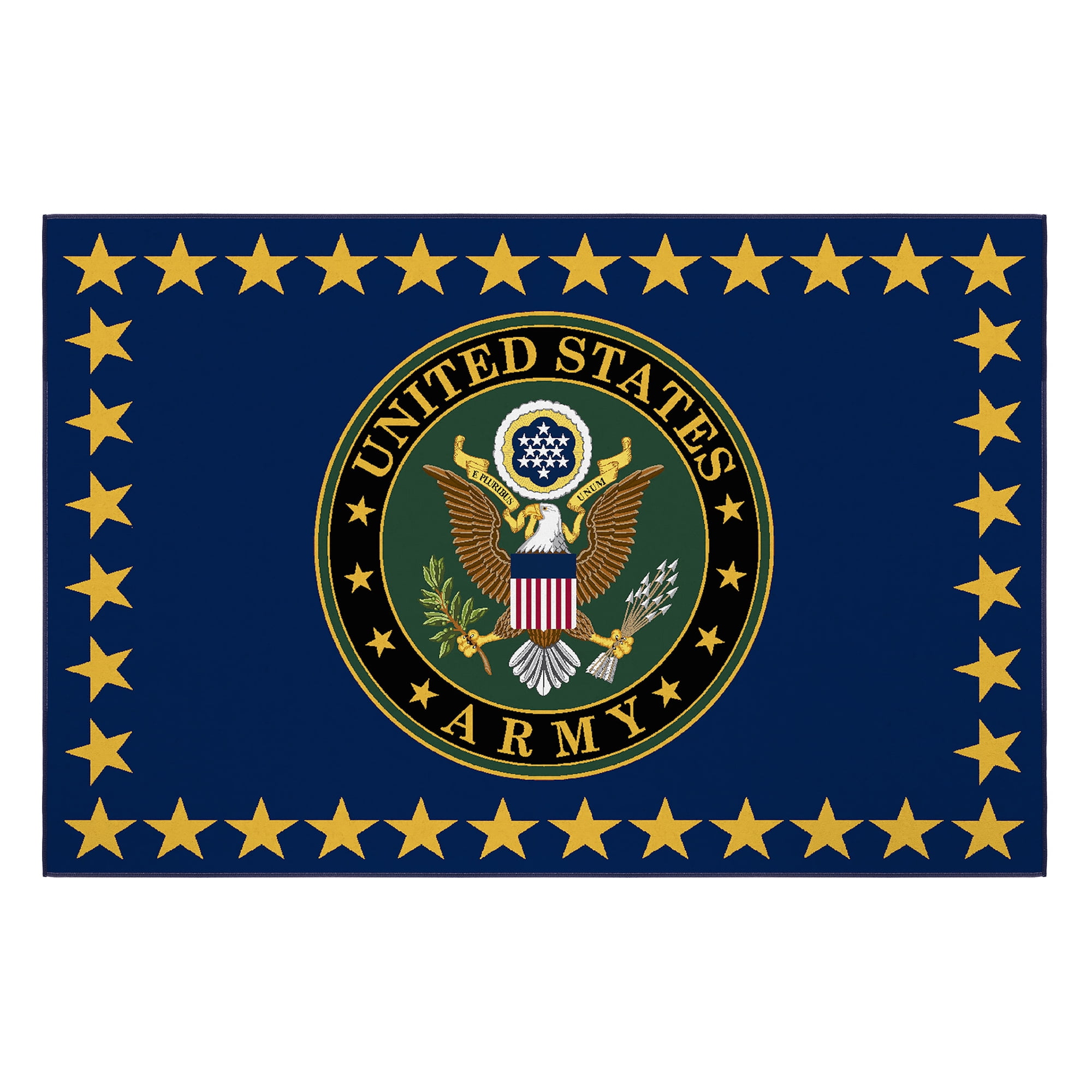 US Army Blue Synthetic Non-Slip Rectangular Area Rug