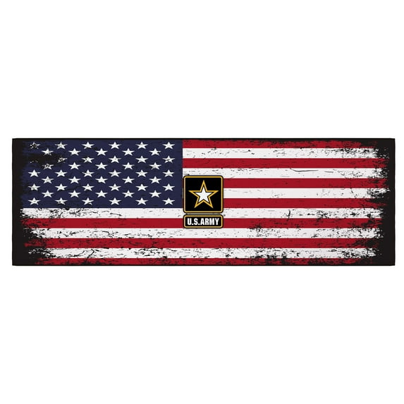 Ottomanson US ARMY USA Flag Machine Washable Non-Slip Rubberback 2x5 Runner Rug, 20"x 59", Red/White