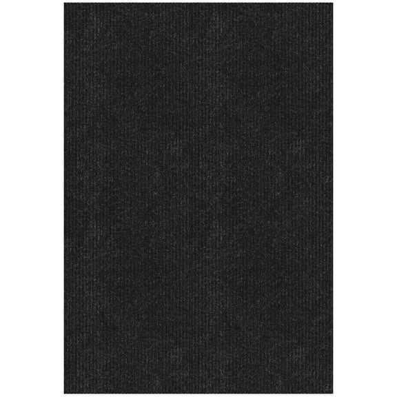 Ottomanson Non-Slip Area Rug for Entryway 2' x 3' Indoor/Outdoor Custom Size Kitchen Utility Mat, Black Ribbed