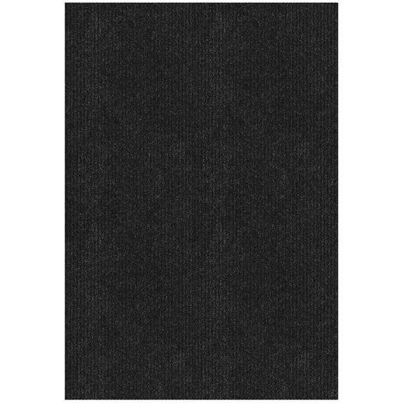 Ottomanson Non-Slip Area Rug for Entryway 2' x 3' Indoor/Outdoor Custom Size Kitchen Utility Mat, Black Ribbed