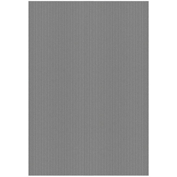 Ottomanson Non-Slip Area Rug for Entryway 2' x 3' Indoor/Outdoor Kitchen Utility Mat, Gray Ribbed