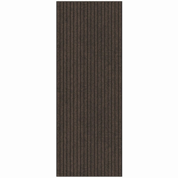 Ottomanson Non-Slip Area Rug for Entryway 2'7" x 3' Indoor/Outdoor Custom Size Kitchen Utility Mat, Brown Ribbed