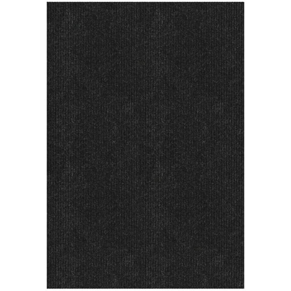 Ottomanson Non-Slip Area Rug for Entryway 2'7" x 3' Indoor/Outdoor Custom Size Kitchen Utility Mat, Black Ribbed
