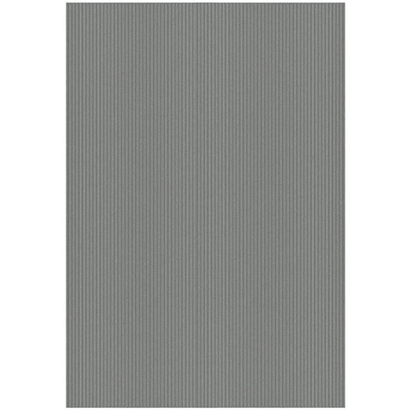 Ottomanson Non-Slip Area Rug for Entryway 2'7" x 3' Indoor/Outdoor Custom Size Kitchen Utility Mat, Gray Ribbed