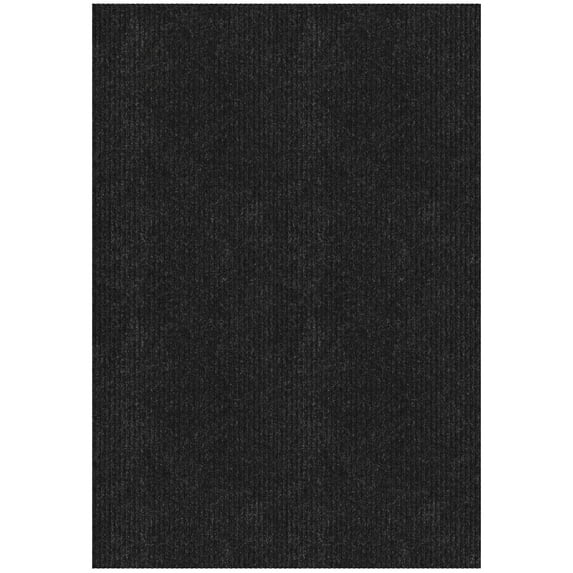 Ottomanson Non-Slip Area Rug for Entryway 2'7" x 4' Indoor/Outdoor Custom Size Kitchen Utility Mat, Black Ribbed
