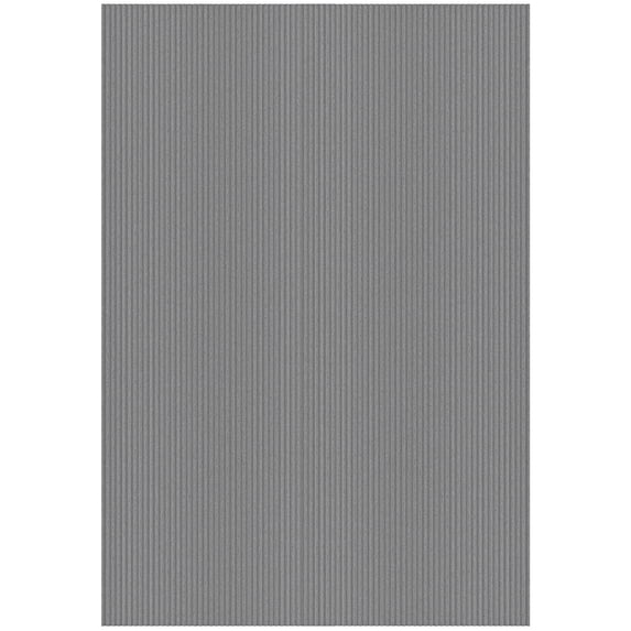 Ottomanson Non-Slip Area Rug 3'11" x 4' Indoor/Outdoor Custom Size Utility Carpet for Garage Living Room Patio, Gray Ribbed