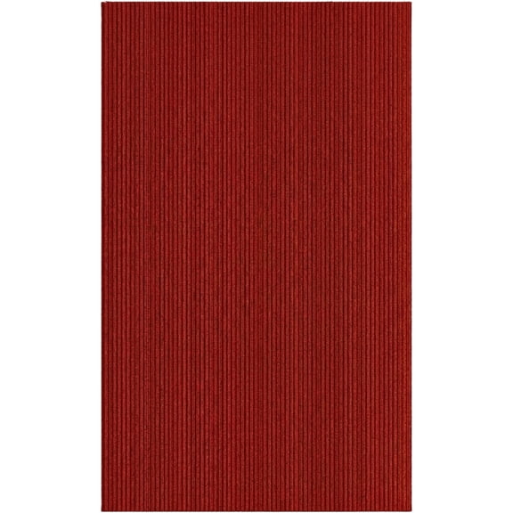 Ottomanson Non-Slip Area Rug 6'6" x 14' Indoor/Outdoor Custom Size Utility Carpet for Garage Living Room Patio, Red Ribbed