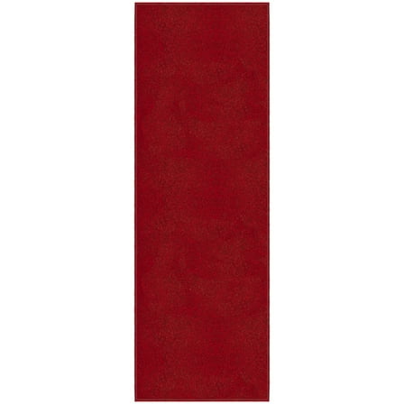 Ottomanson Non-Slip Hallway Runner Rug 20" x 59" Stain-Resistant Low Pile Carpet for Kitchen, Red