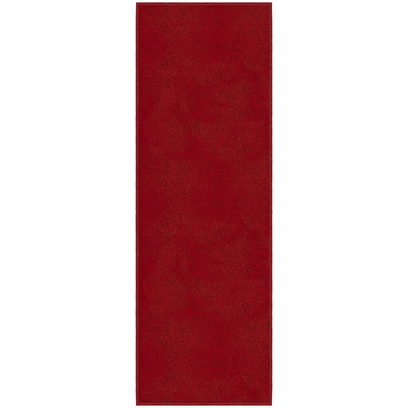 Ottomanson Non-Slip Hallway Runner Rug 20" x 59" Stain-Resistant Low Pile Carpet for Kitchen, Red