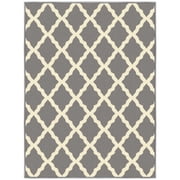 Ottomanson Trellis Indoor Doormat 23" x 3 - Non Slip Low Pile Area Rug for Entryway, Gray