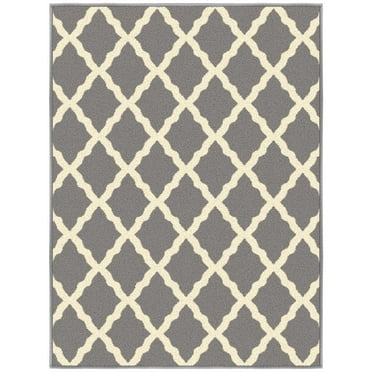 Ottomanson Washable Non-Slip Rubberback Moroccan Trellis 2x3 Area Rug For Entryway, 2'3" x 3', Gray