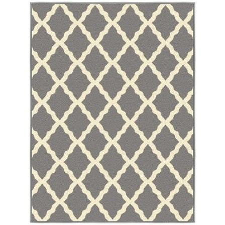 Ottomanson Trellis Indoor Doormat 2'3" x 3' - Non Slip Low Pile Area Rug for Entryway, Gray