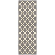 Ottomanson Trellis Bathroom Runner Rug 20" x 59" - Non Slip Low Pile Carpet, Gray