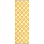 Ottomanson Trellis Bathroom Runner Rug 20" x 59" - Non Slip Low Pile Carpet, Yellow