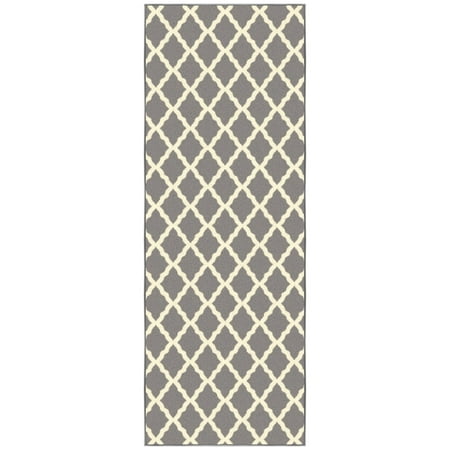 Ottomanson Non-Slip Hallway Runner Rug 2'2" x 6' Perfect for High Traffic Areas, Gray Trellis