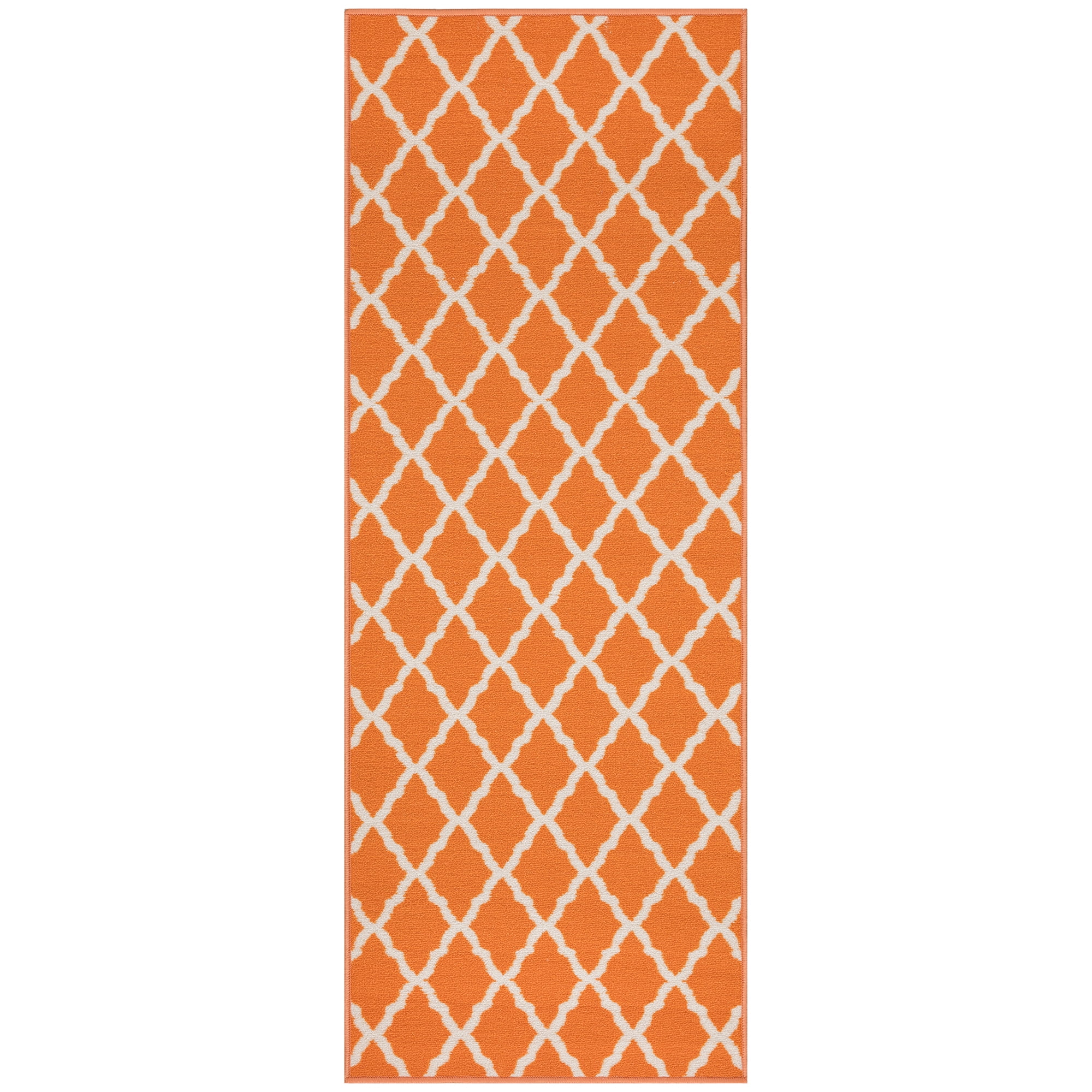 Ottomanson Non-Slip Hallway Runner Rug 2'2" x 6' Perfect for High Traffic Areas, Orange Trellis