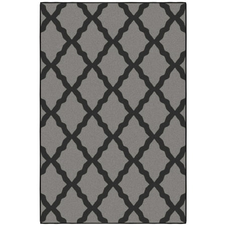 Ottomanson Trellis Area Rug 3'3" x 5' - Non Slip Low Pile Carpet, Dark Gray