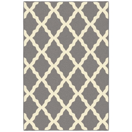 Ottomanson Trellis Area Rug 3'3" x 5' - Non Slip Low Pile Carpet, Gray