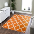 thumbnail image 1 of Ottomanson Non-Slip Area Rug for Living Room 3'3" x 5' Durable Low Profile Carpet, Orange Trellis, 1 of 8