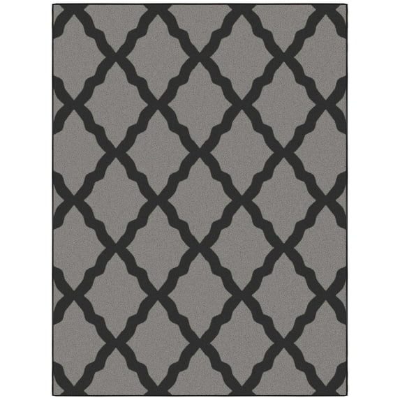 Ottomanson Trellis Area Rug 5' x 6'6" - Non Slip Low Pile Carpet, Dark Gray