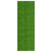 Ottomanson Waterproof 3x29 Indoor/Outdoor Artificial Grass Rug for Patio Pet Deck, 2'7" x 29', Green