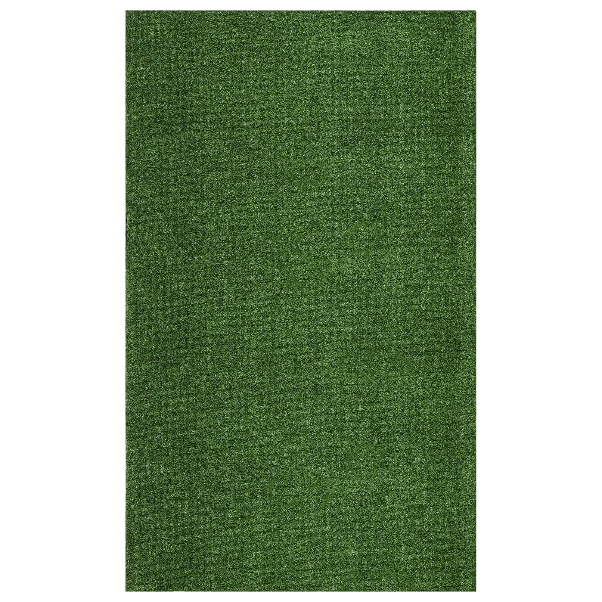 Ottomanson Turf Collection Waterproof Solid Grass 7x10 Indoor/Outdoor Artificial Grass Rug, 6 ft. 6 in. x 9 ft. 2 in., Green