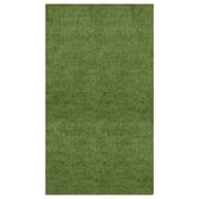Ottomanson Waterproof 7x14 Indoor/Outdoor Artificial Grass Rug for Patio Pet Deck, 6'6" x 14', Green