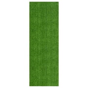 Ottomanson Waterproof Artificial Grass 16 x 43 Indoor Runner Rug Fake Grass for Patio, Green