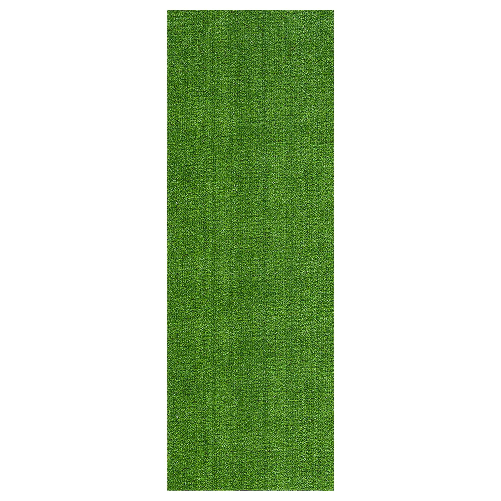 Ottomanson Evergreen Collection Waterproof Solid Grass Design 2x29 Indoor/Outdoor 2 ft. x 29 ft. ., Green, Artificial Grass