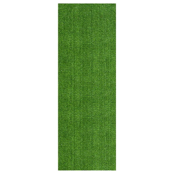 Ottomanson Lite Grass Indoor Outdoor Artificial Turf Rug 22" x 4' Green Patio Grass Carpet