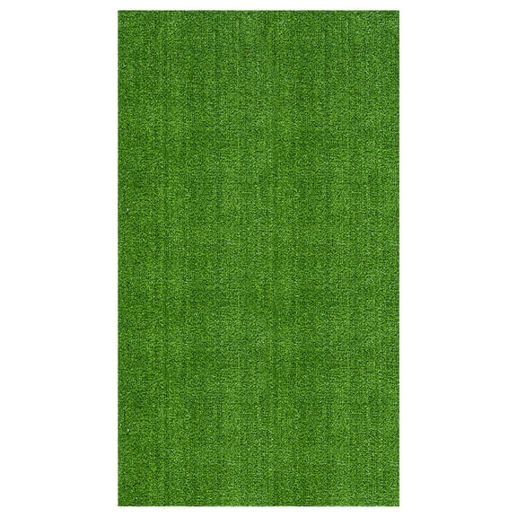 Ottomanson Lite Grass Indoor Outdoor Artificial Turf Rug 7' x 7'10" Green Patio Grass Carpet
