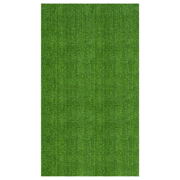 Ottomanson Lite Grass Indoor Outdoor Artificial Turf Rug 6'6" x 9' Green Patio Grass Carpet