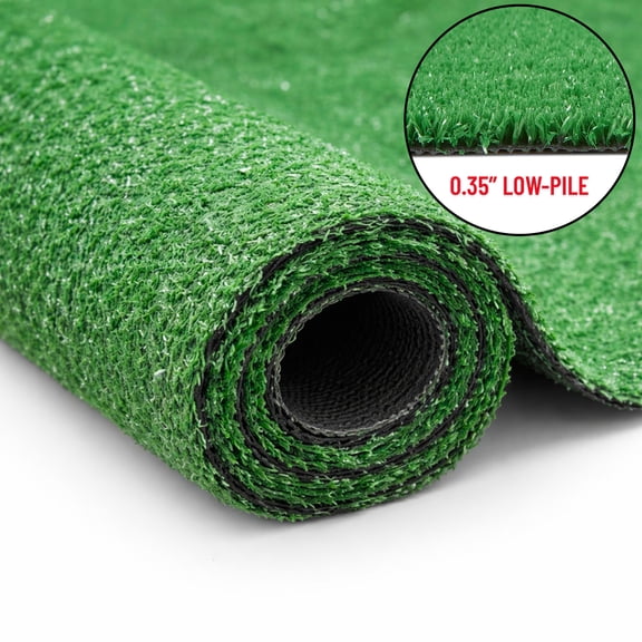 Ottomanson Waterproof Artificial Grass 7'10" x 45' Indoor Runner Rug Fake Grass for Patio, Green