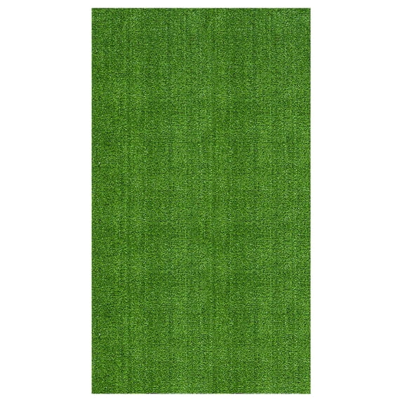 Ottomanson Lite Grass Indoor Outdoor Artificial Turf Rug 7'10" x 55' Green Patio Grass Carpet