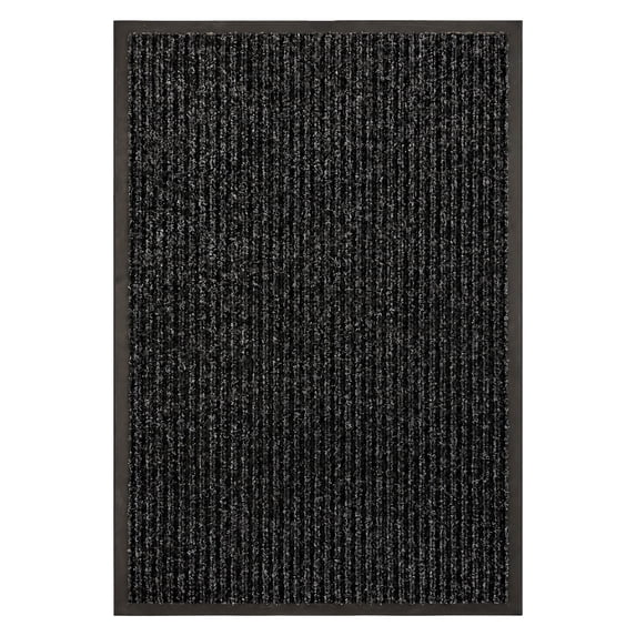Ottomanson Waterproof Front Door Mat 23" x 35" Non-Slip Indoor Outdoor Doormat for Entryway & Patio, Black