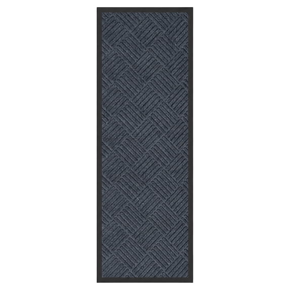 Ottomanson Waterproof Front Door Mat 24" x 70" Non-Slip Indoor Outdoor Doormat, Entryway Runner, Anthracite